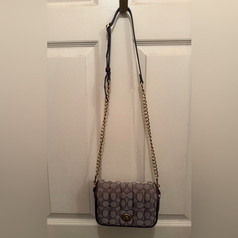 Coach Dinky 18 In Signature Jacquard with Quilting Brass/Oak Maple Crossbody Bag